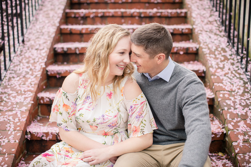 cherry blossom engagement shoot in Georgetown